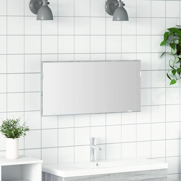 Bathroom Mirror Cabinet with LED Light Grey Sonoma 80x37 cm