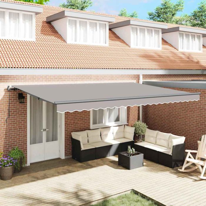 Manual Retractable Awning Light Grey 500x300 cm