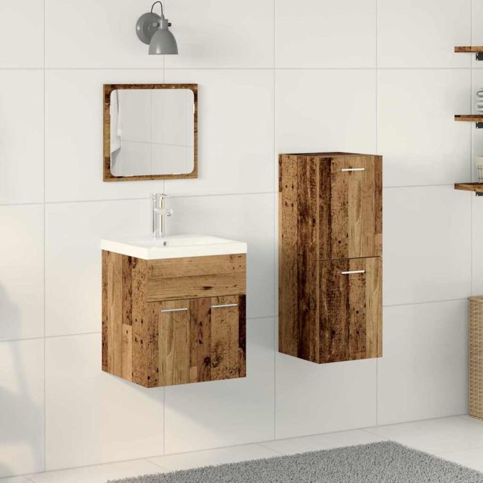 3 Piece Bathroom Furniture Set Old Wood Engineered Wood