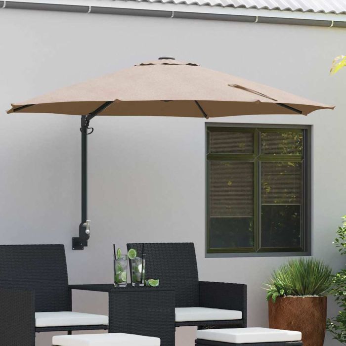 TAGLEN Garden Parasol Taupe 248x248x148 cm Polyester and Steel