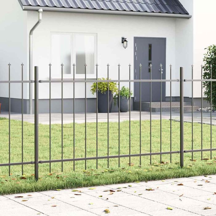 Garden Fence with Spear Top Grey 8.5x1.2 m Steel
