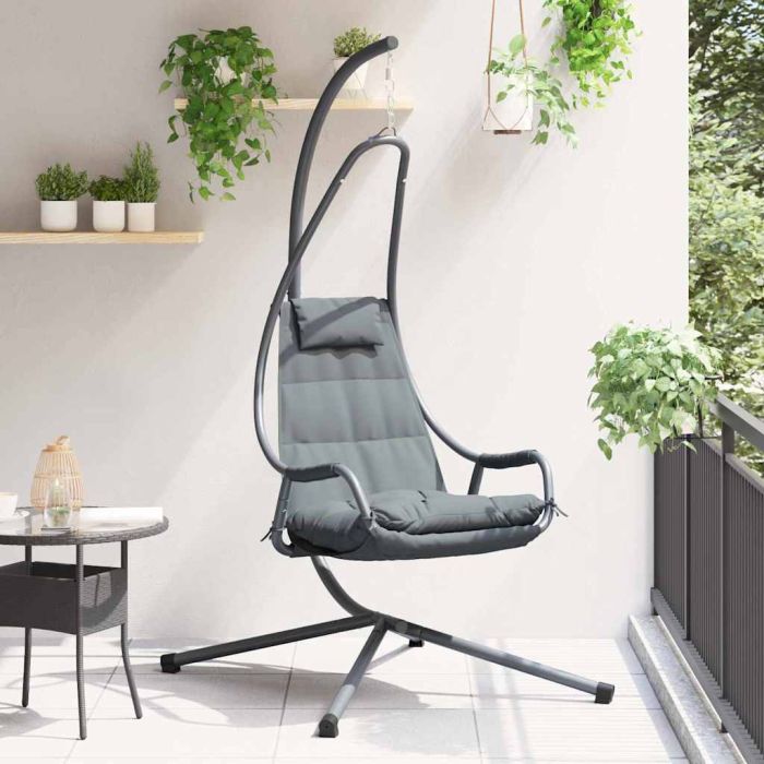 LEAWOD Hanging Egg Chair Folding Anthracite 94x107x196.5 cm Steel
