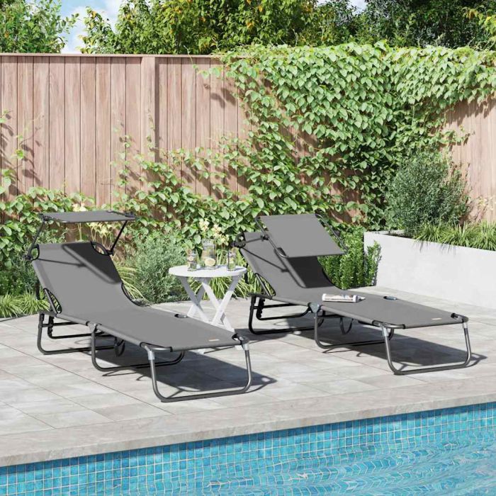 NEAGLEN Folding Sun Lounger Folding 2 pcs 190x57x81 cm Oxford - Grey