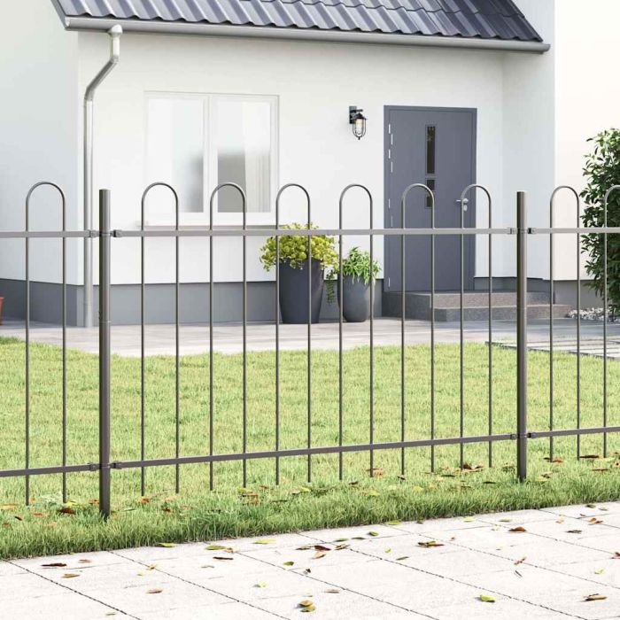 Garden Fence with Hoop Top Grey 1,7x0,8 m Steel