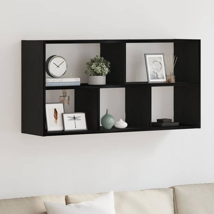 Wall Shelf Black Oak 100x25x50 cm Engineered Wood