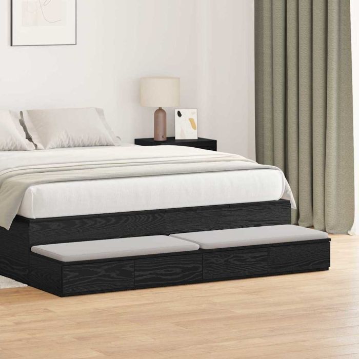 Bed Drawers Black Oak 160x36,5x16,5 cm Engineered Wood