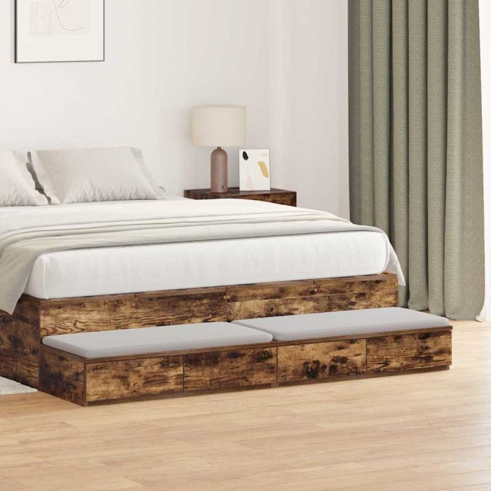 Bed Drawers Smoked Oak 160x36,5x16,5 cm Engineered Wood