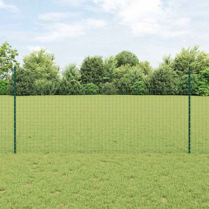 Fence Posts 44 pcs U-Channel Green 160 cm Steel