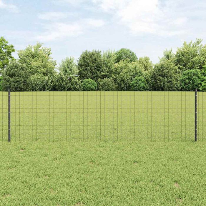 Fence Posts 22 pcs U-Channel Grey 100 cm Steel
