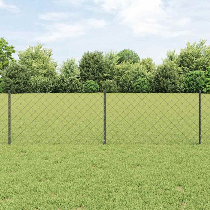 Chain Link Fence with 22 U Posts Grey 0.6x25 m Steel