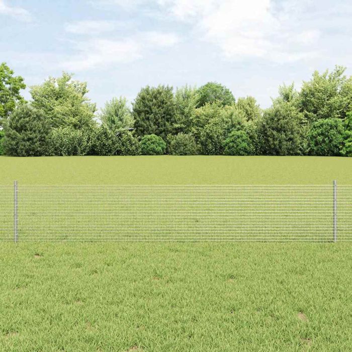 Welded Wire Fence with 11 U Posts Silver 0.4x25 m Steel