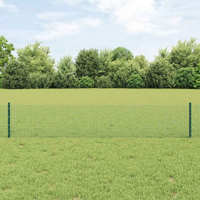 Welded Wire Fence with 5 U Posts Green 0.4x10 m Steel
