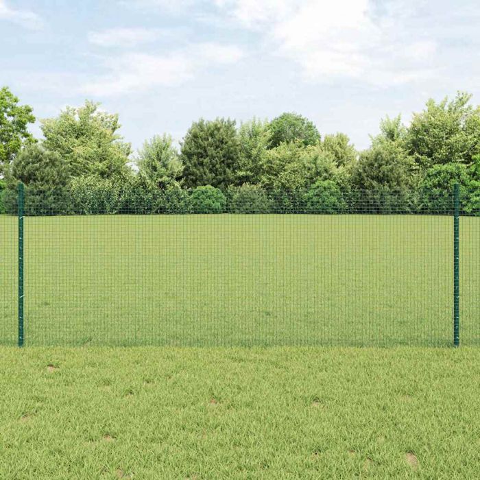 Welded Wire Fence with 5 U Posts Green 0.8x10 m Steel