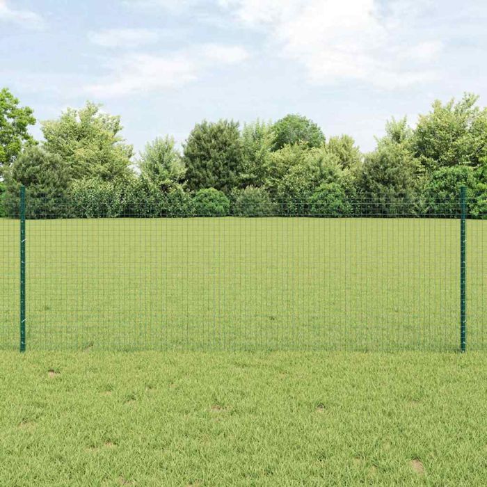 Welded Wire Fence with 11 U Posts Green 0.8x25 m Steel