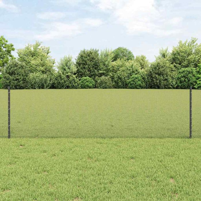 Welded Wire Fence with 5 U Posts Grey 0.6x10 m Steel