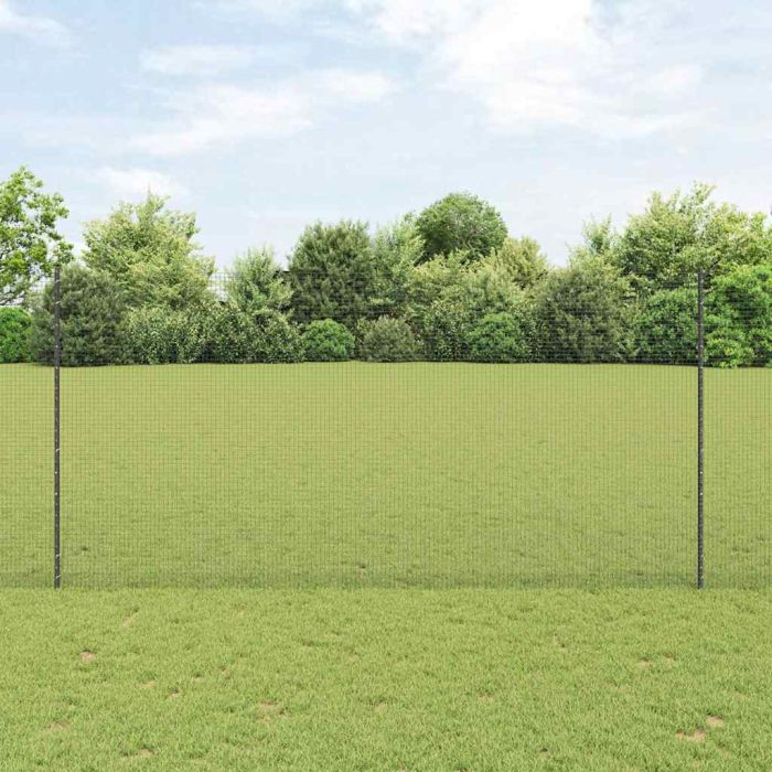 Welded Wire Fence with 10 U Posts Grey 1.5x10 m Steel