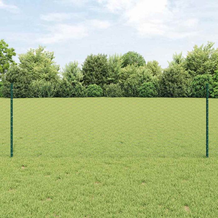 Fence Posts 11 pcs U-Channel Green 80 cm Steel