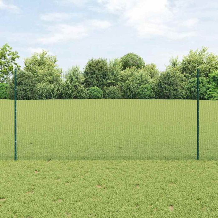 Fence Posts 11 pcs U-Channel Green 120 cm Steel