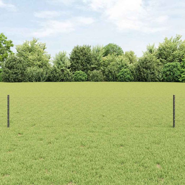 Fence Posts 5 pcs U-Channel Grey 40 cm Steel