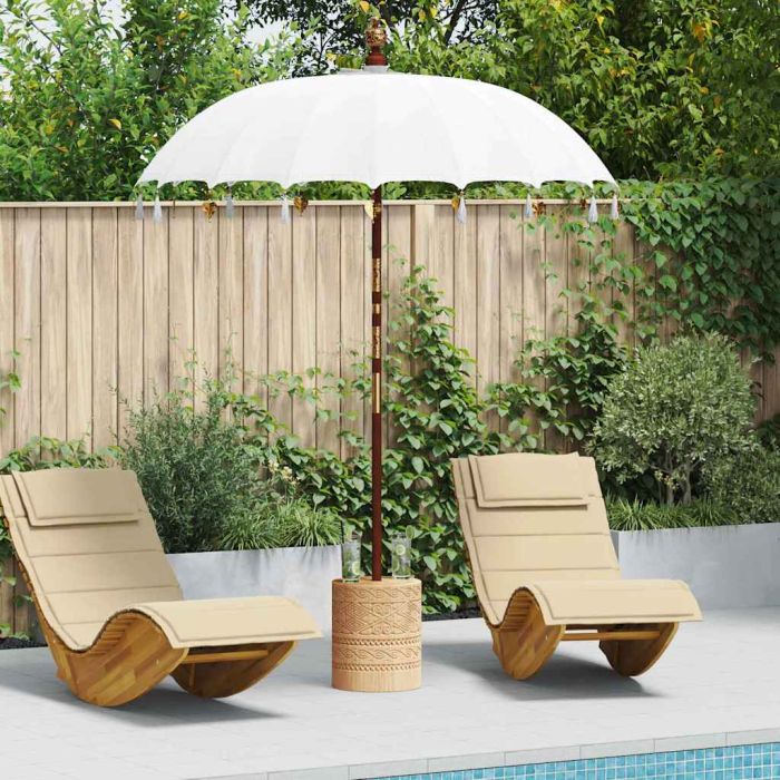WAHMERE Balinese Parasol (180-190)x260 cm Cotton and solid Wood - Cream