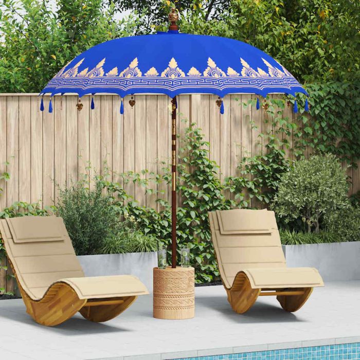 WAHMERE Balinese Parasol 215x215x260 cm Cotton and Wood - Blue
