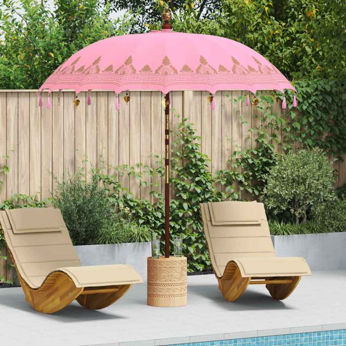 WAHMERE Balinese Parasol 215x215x260 cm Cotton and Wood - Pink