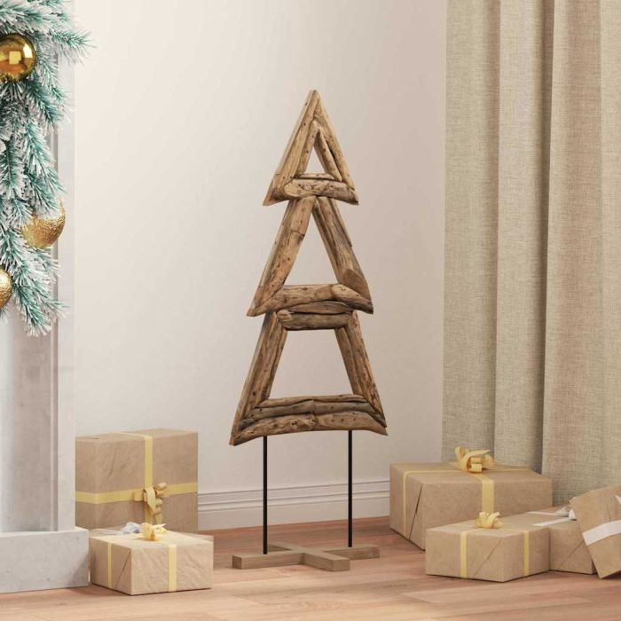 FROSTRO Christmas Tree with Stand Brown 90 cm Solid teak wood