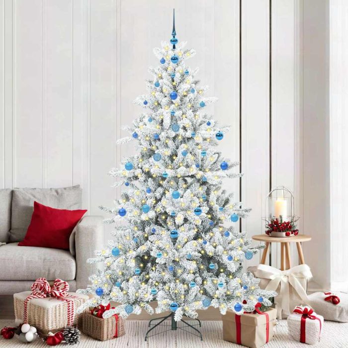 ELSERA Artificial Hinged Christmas Tree with 300 LEDs 210 cm PVC