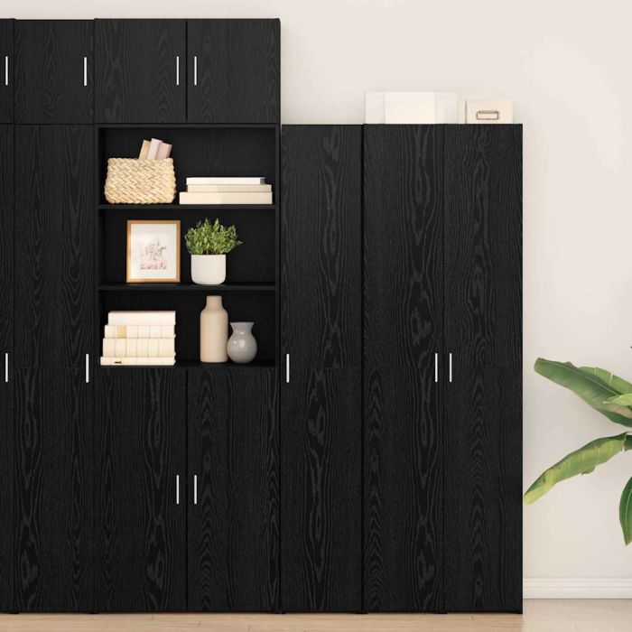 Highboard Black Oak 30x42.5x185 cm Engineered Wood