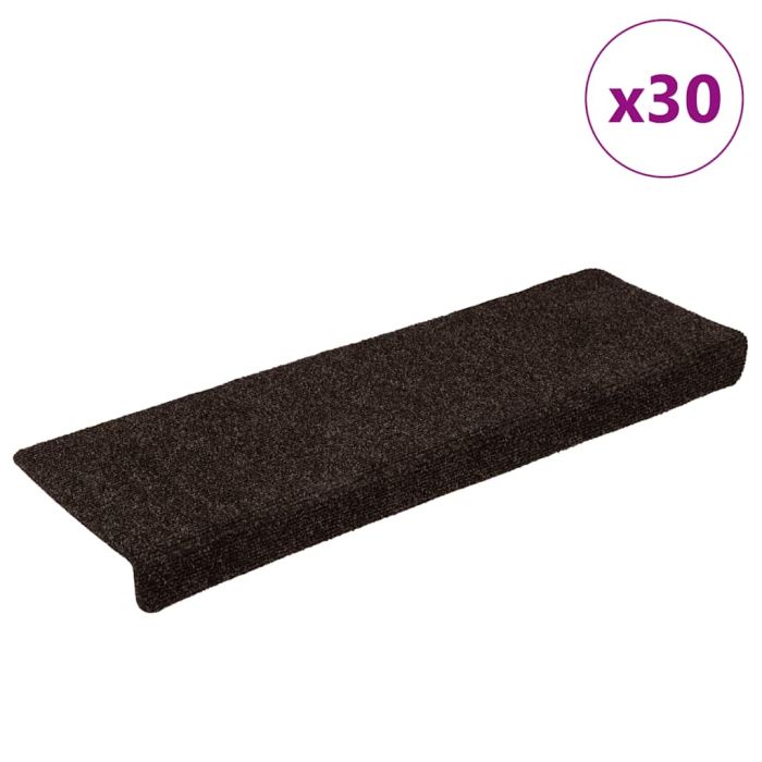 Stair Mats Self-adhesive 30 pcs Brown 65x21x4 cm