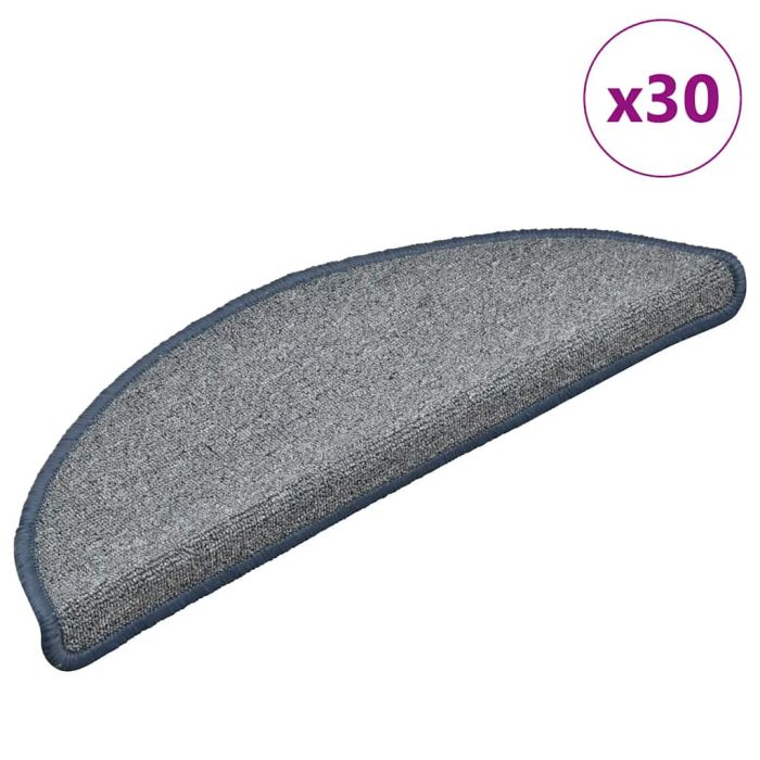 Stair Mats 30 pcs Light Grey and Blue 56x17x3 cm