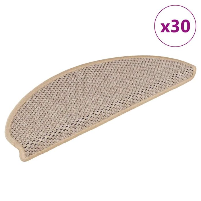 Stair Mats Self-adhesive Sisal-Look 30 pcs 65x21x4 cm Light Beige