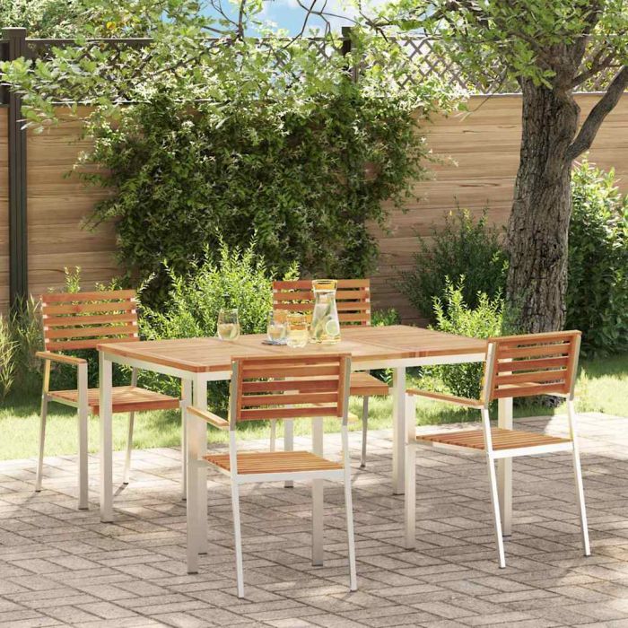 ROASH Garden Dining Set 5 pcs Solid Acacia Wood - Brown