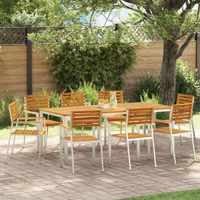 ROASH Garden Dining Set 9 pcs Solid Acacia Wood - Brown