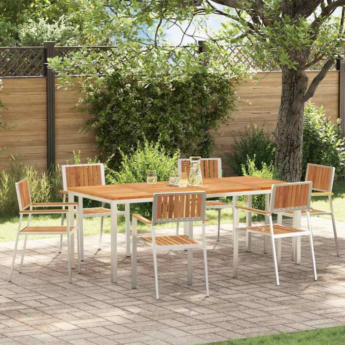ROASH Outdoor Dining Set 7 pcs Solid Acacia Wood - Brown