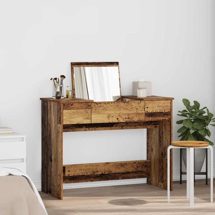 Dressing Table with Mirror Old Wood 100x45x76 cm