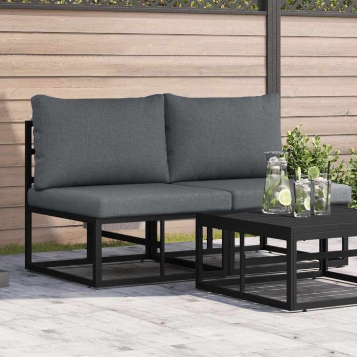 PHEGLEN Outdoor Furniture 2 pcs 70x71.5x71 cm Metal - Black