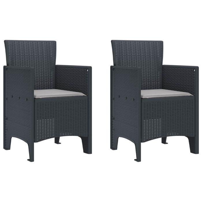 MEFORD Garden Chair 2 pcs Anthracite 53x49x85 cm Polypropylene