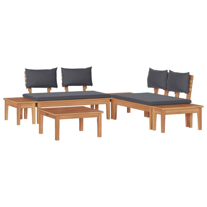 ERMFORD Garden Sofa Set 3 pcs and Grey - Brown