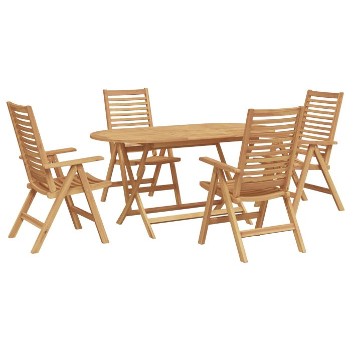 ERMFORD Garden Dining Set 5 pcs Solid Teak Wood - Brown