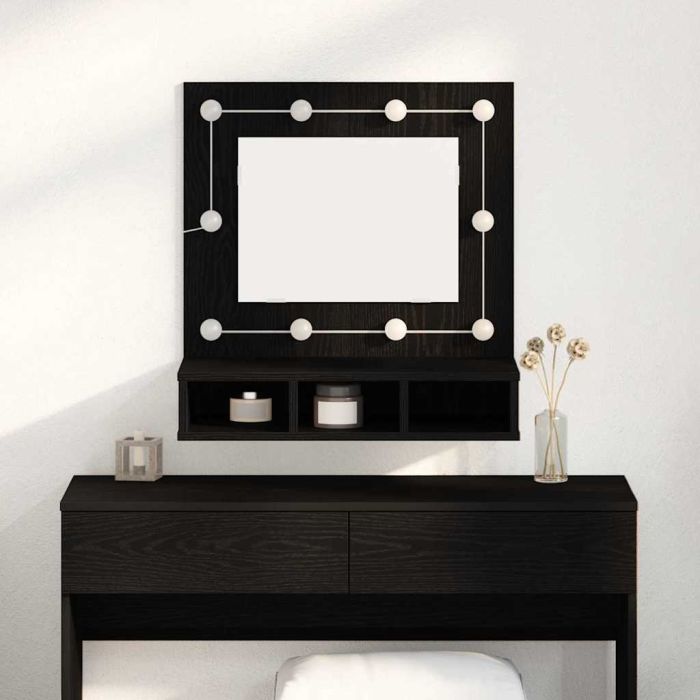 Black Oak Vanity Unit Black oak Wood Medium Mirror