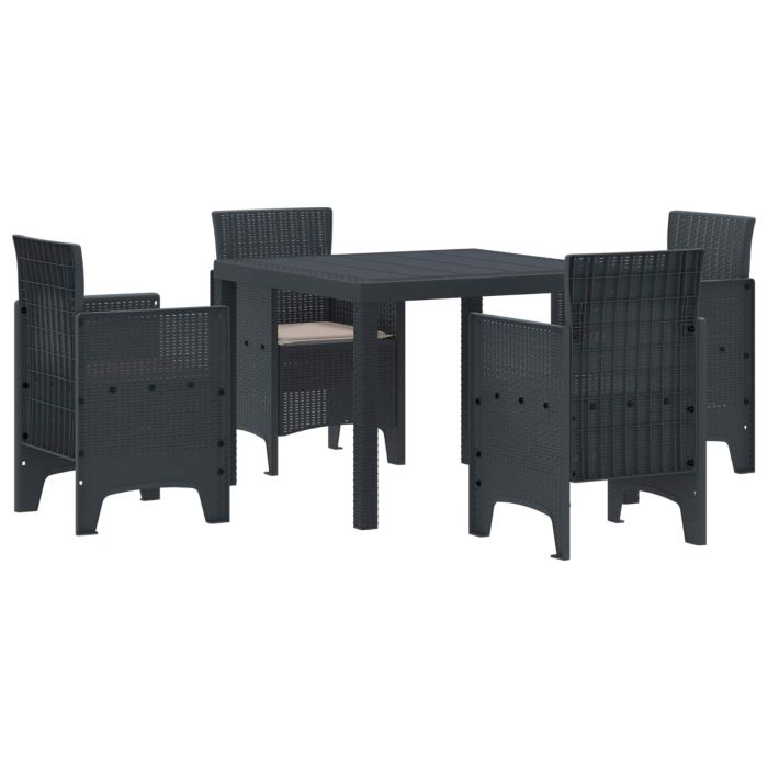 ORHEAT Garden Dining Set 5 pcs Anthracite Polypropylene