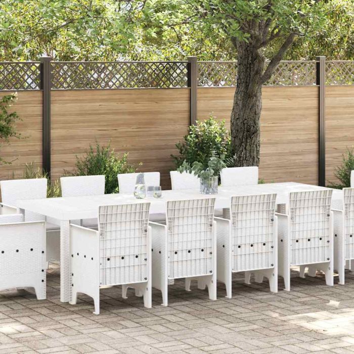 ORHEAT Garden Dining Set with Cushion 13 pcs and Light grey - White