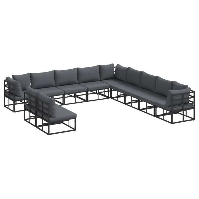 PRCOVE Garden Sofa Set with Cushion 11 pcs Aluminium - Black