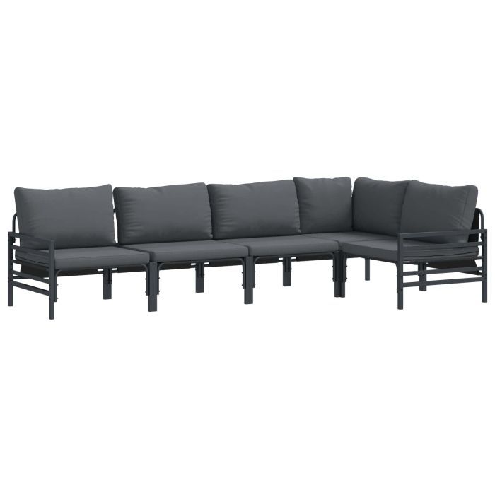 WAVUE Garden Sofa Set with Cushion 5 pcs Steel - Black