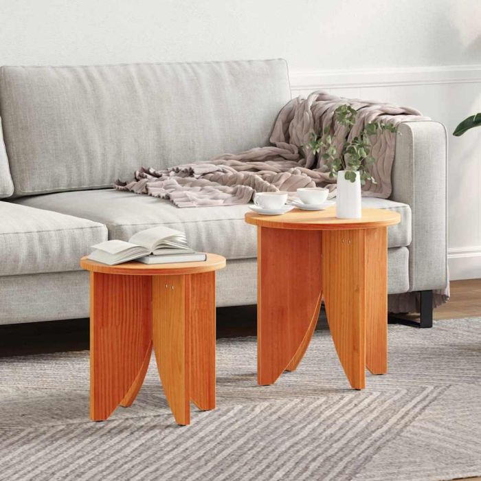 Coffee Table 2 Pieces Wax brown 41.5 x 41.5 x 44 cm