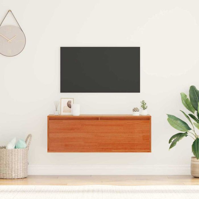 Wall Cabinet Wax brown 100 x 30 x 35 cm Solid pine wood