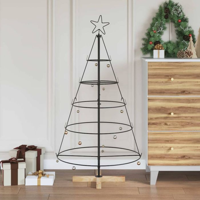 FLIXNOR Christmas Cone Tree with Stand Black 125 cm Steel