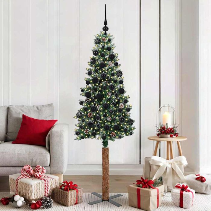 CLOVYN Slim Christmas Tree with 300 LEDs Green and White 180 cm