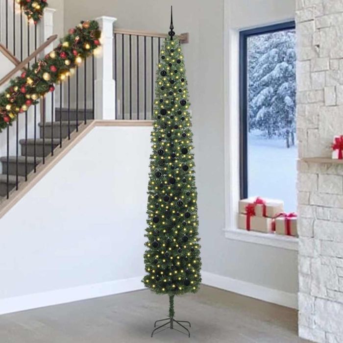 CLOVYN Artificial Christmas Tree with 300 LEDs with Stand Green 270 cm